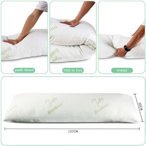 145 x 50 cm, Luksus Body Pillow med Bambus Cover og Memory Foam