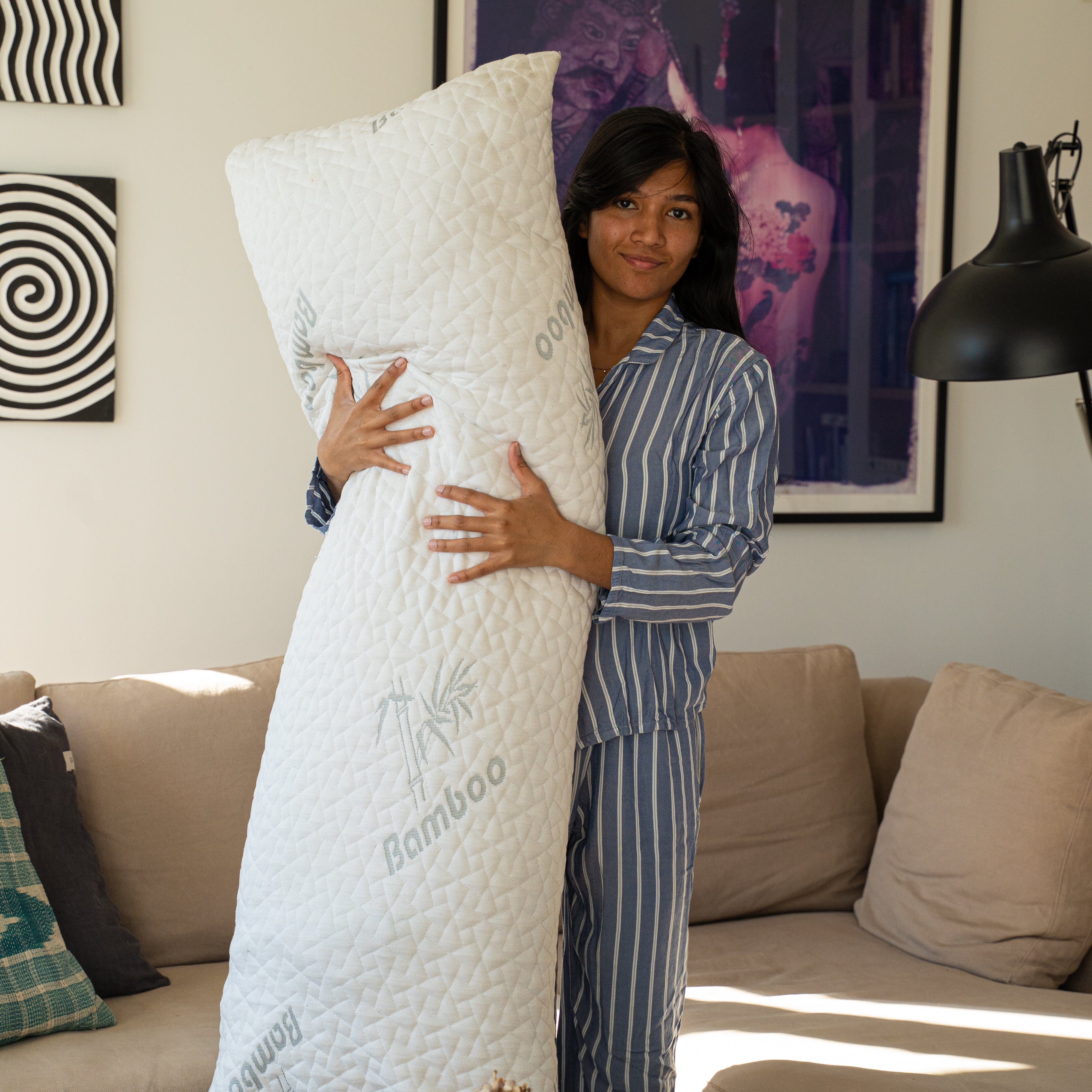 145 x 50 cm, Luksus Body Pillow med Bambus Cover og Memory Foam