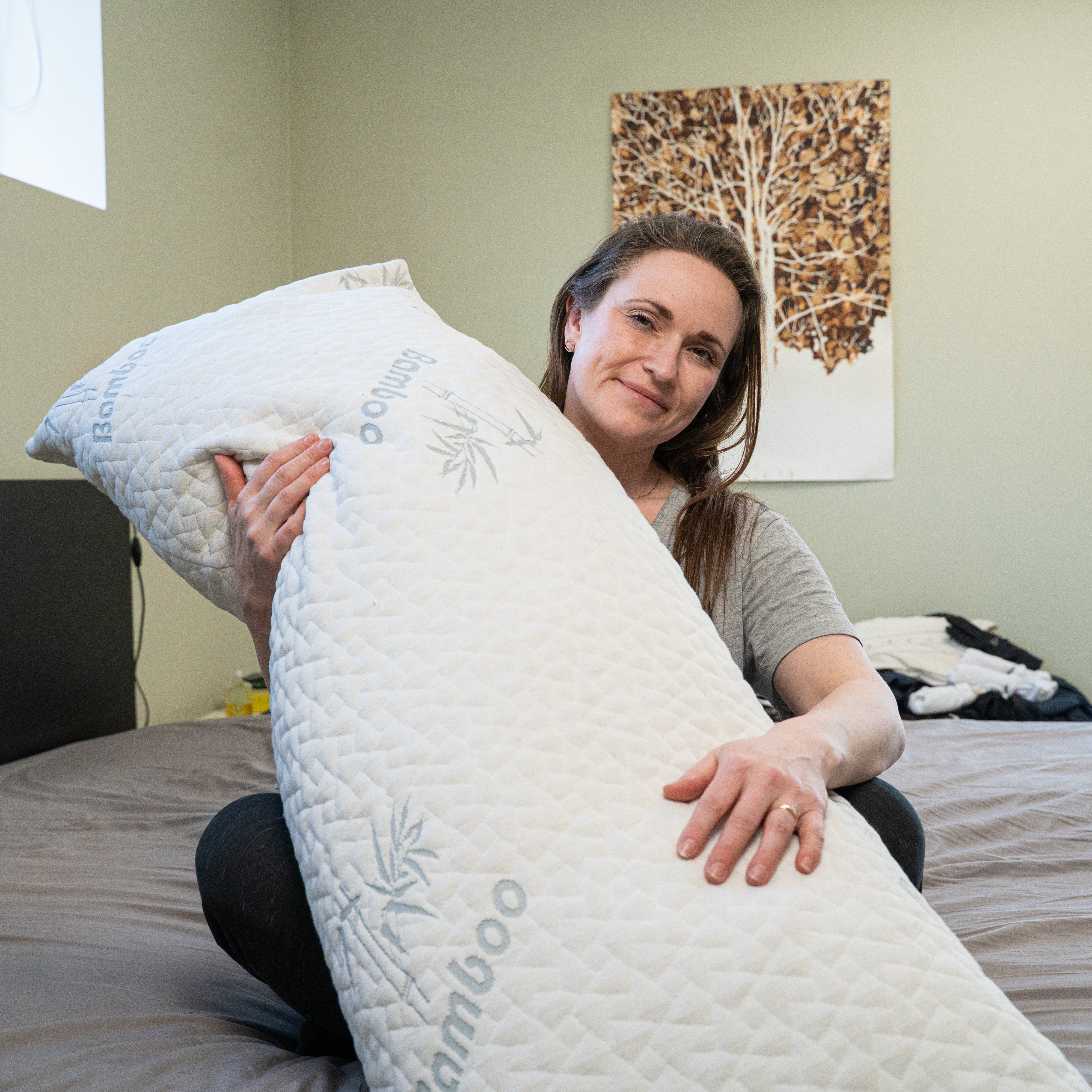 145 x 50 cm, Luksus Body Pillow med Bambus Cover og Memory Foam