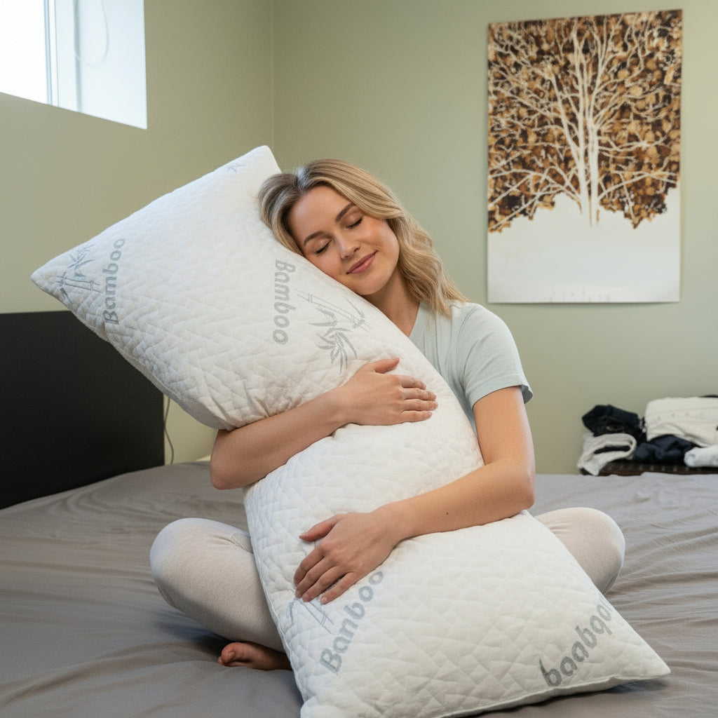 145 x 50 cm, Luksus Body Pillow med Bambus Cover og Memory Foam
